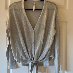 The Group by Babaton (Aritzia) waffle tie front shirt